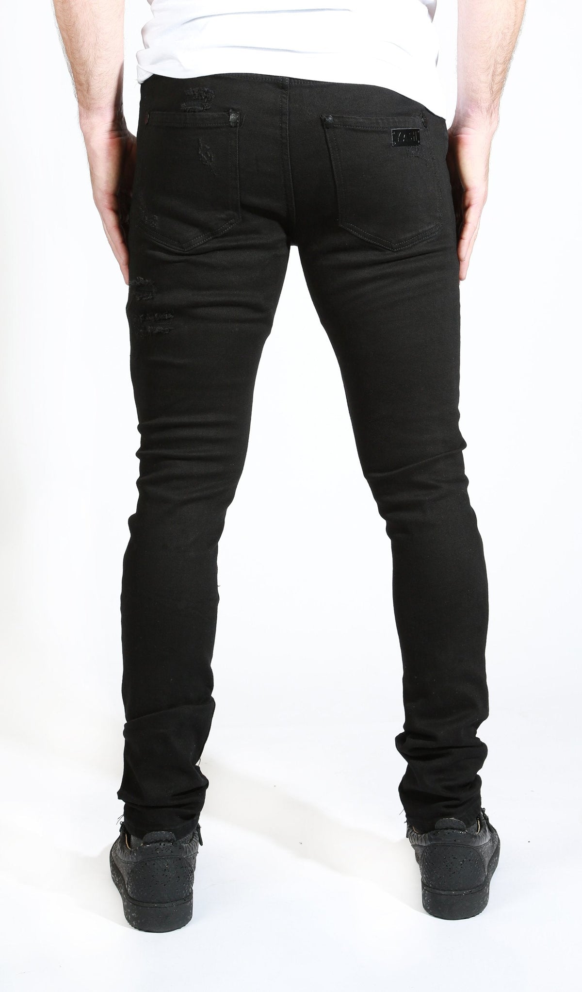 Men&#39;s Distressed Black Kash Denim