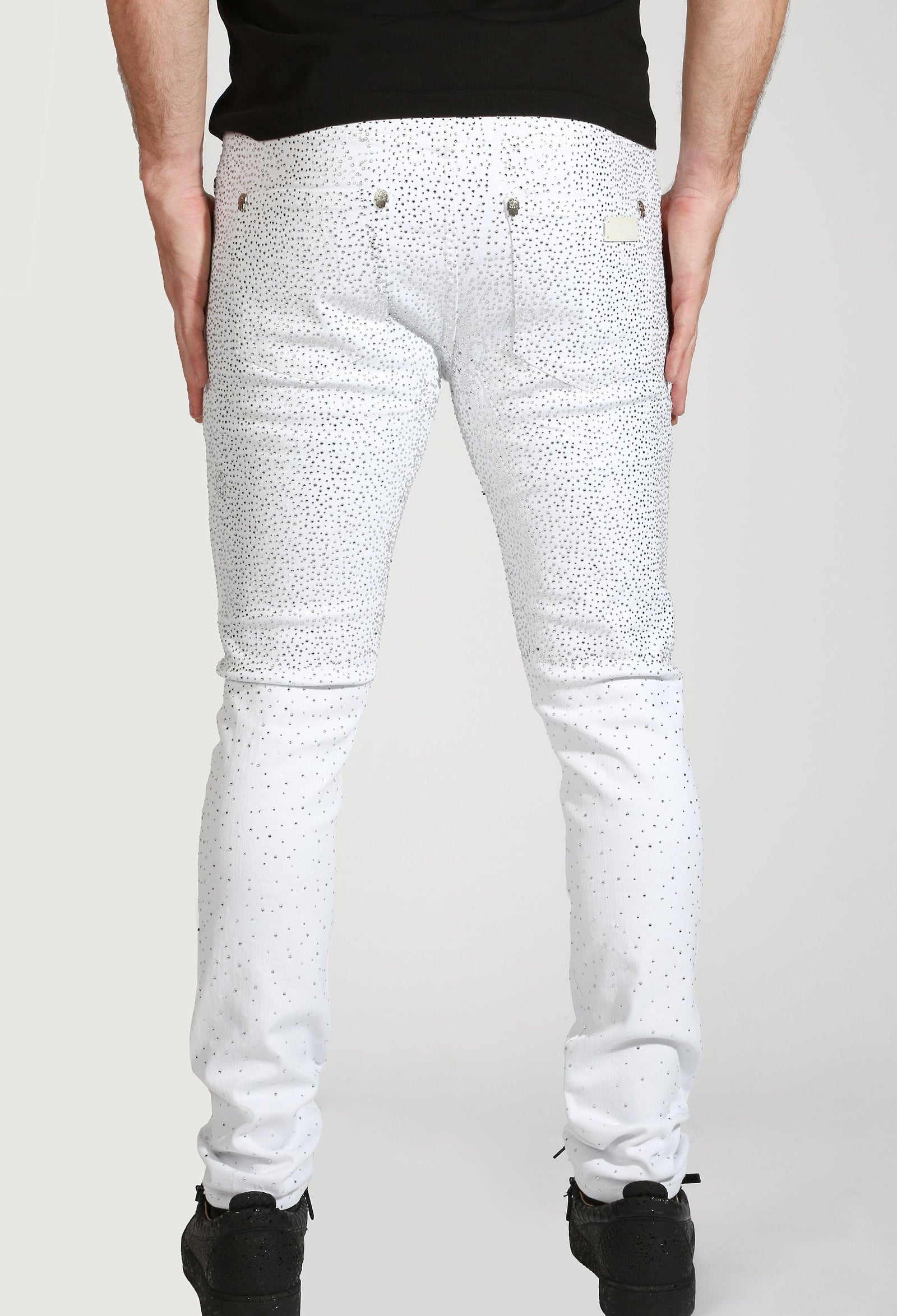 Kash Slim Fit White Denim with clear crystals – view 3 of 12