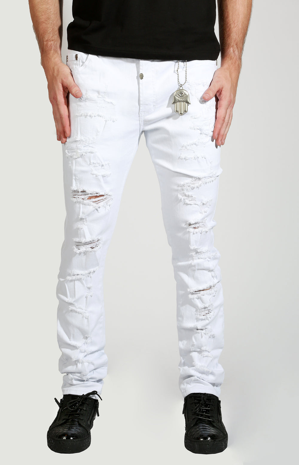 Kash Distressed White Denim in white – view 1 of 2