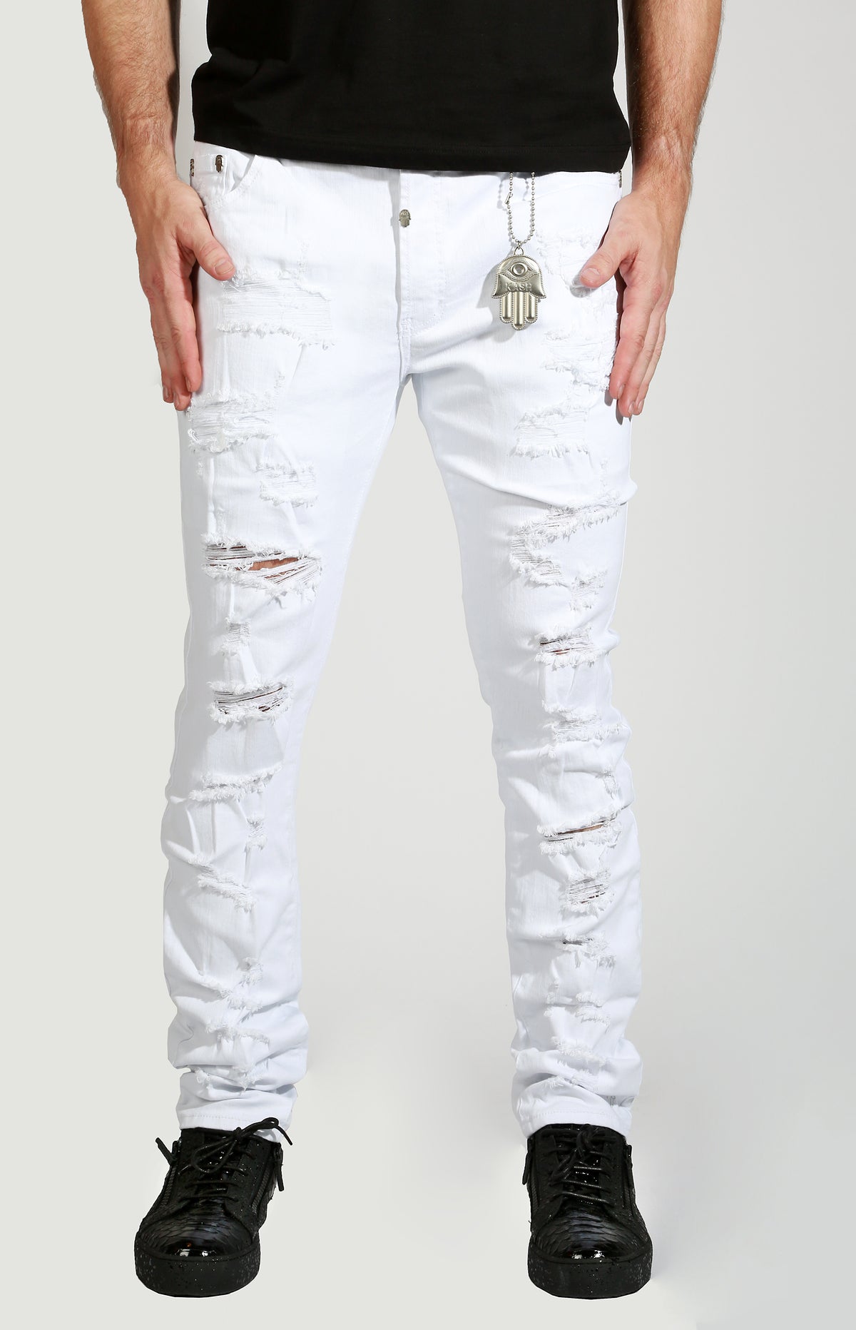 Kash Distressed White Denim