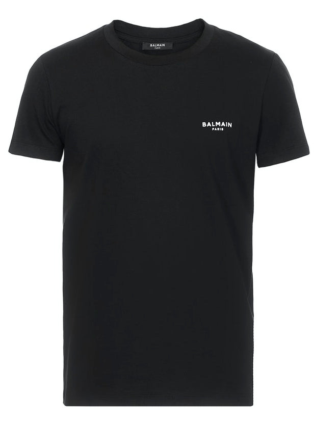 BALMAIN FLOCK T-SHIRT - BLACK