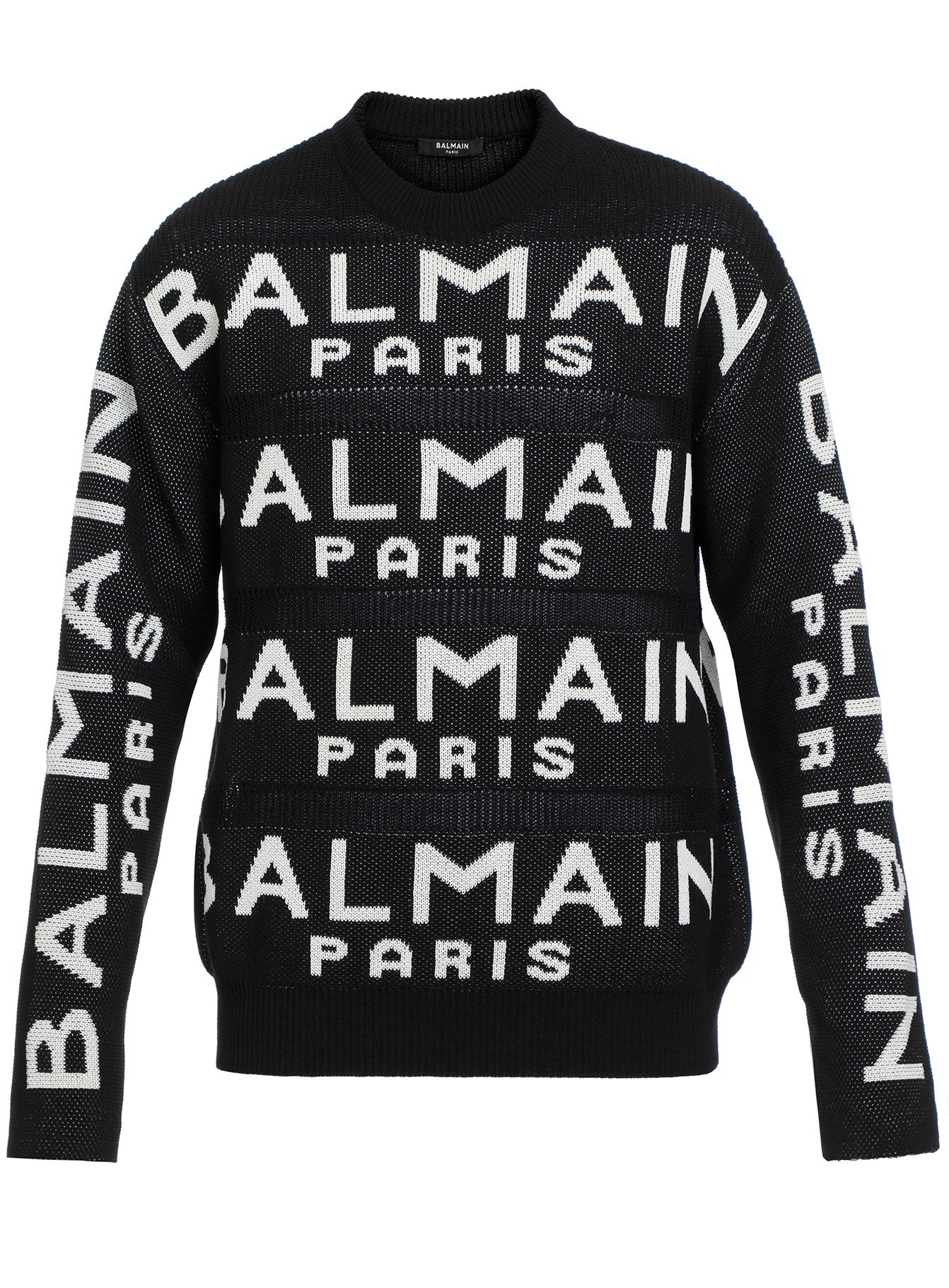 AO BALMAIN KNITTED CREWNECK - NOIR/BLANC