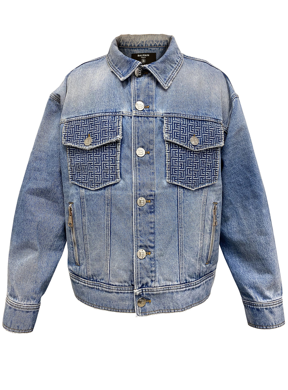 Balmain Monogram Denim Jacket in blue – view 1 of 2