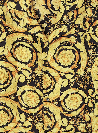 tale Potentiel bjælke Versace Silk Button Down W/ Baroque Print - Black & Gold - PureAtlanta.com