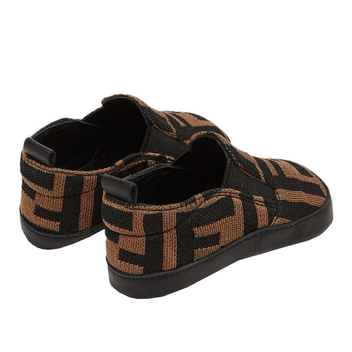 BABY FF ALLOVER LOGO SLIPONS - BLACK/BROWN