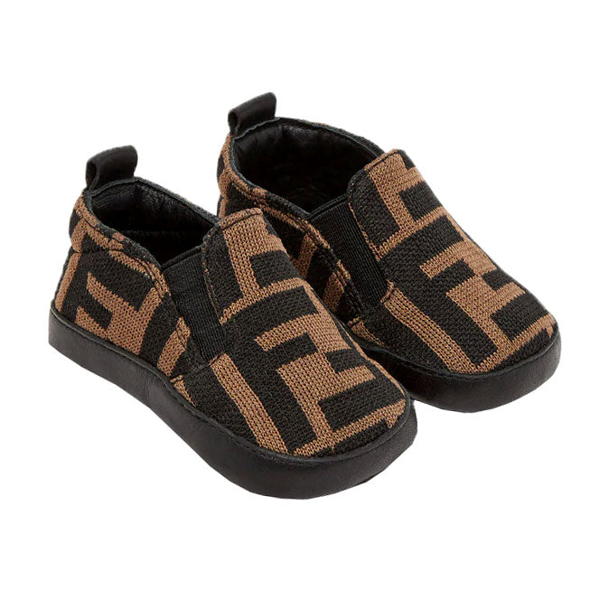 BABY FF ALLOVER LOGO SLIPONS - BLACK/BROWN