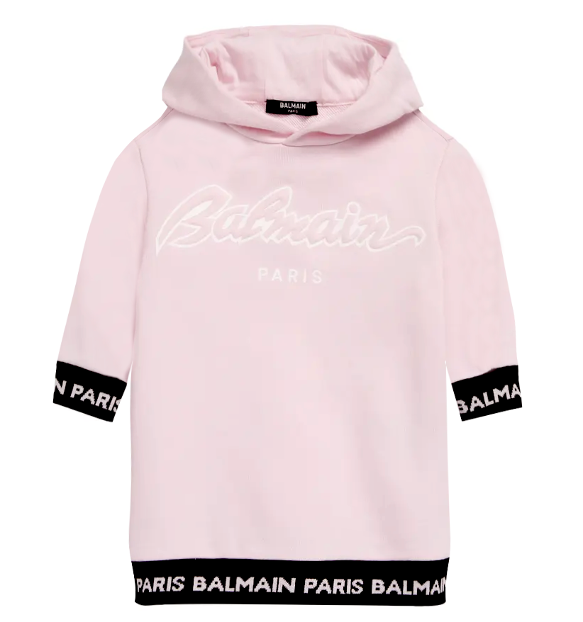 BABY SWEAT DRESS WITH LOGO BANDING-PINK / BLACK