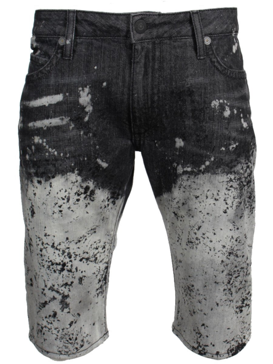Long Flap Denim Shorts | Black Gradient