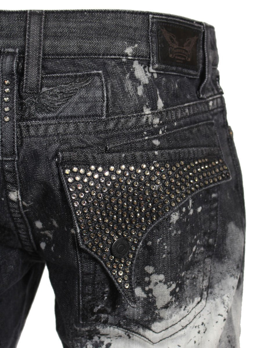 Long Flap Denim Shorts | Black Gradient