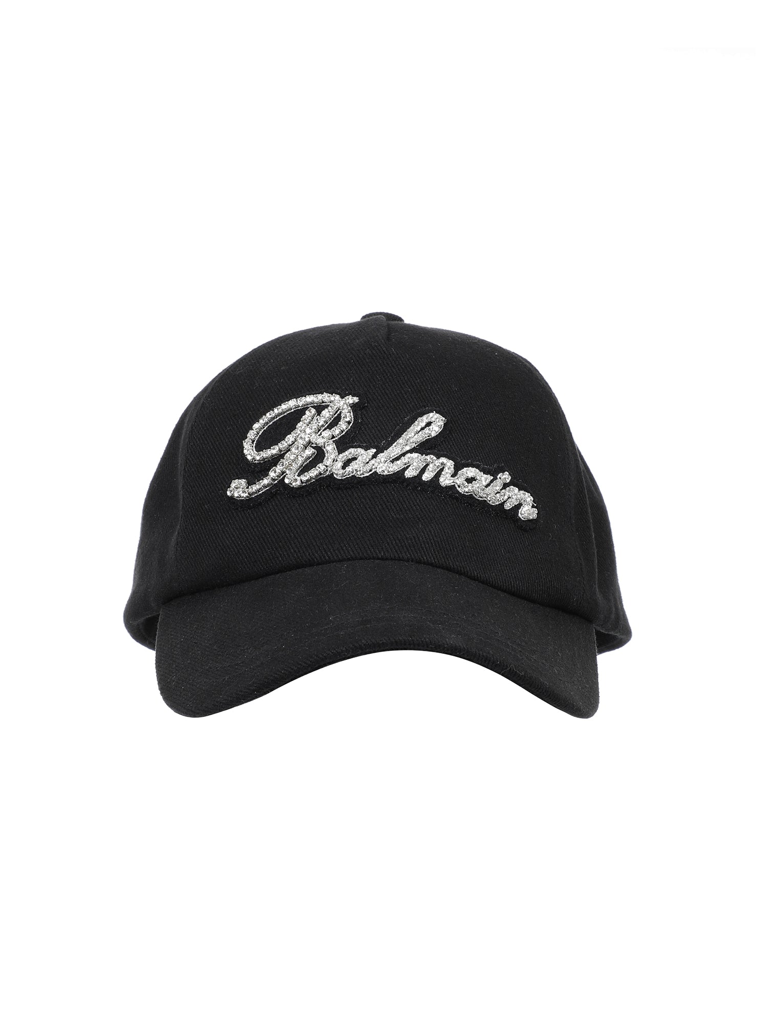 BALMAIN SIGNATURE EMBROIDERY COTTON CAP - BLACK