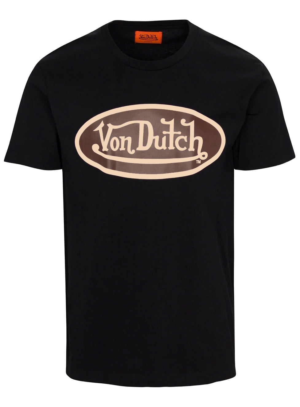 VON DUTCH BROWN & CREAM OVAL LOGO BLACK TEE