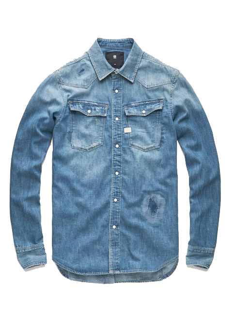 G-Star Raw 3301 Graft Shirt L/S in green-cast indigo – view 1 of 2