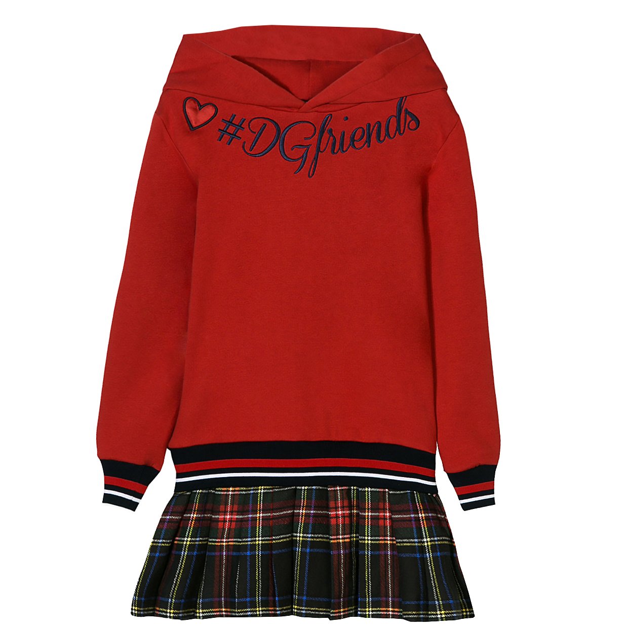 Kids-Girls Back to School Long Sleeve Dress-Red and Black