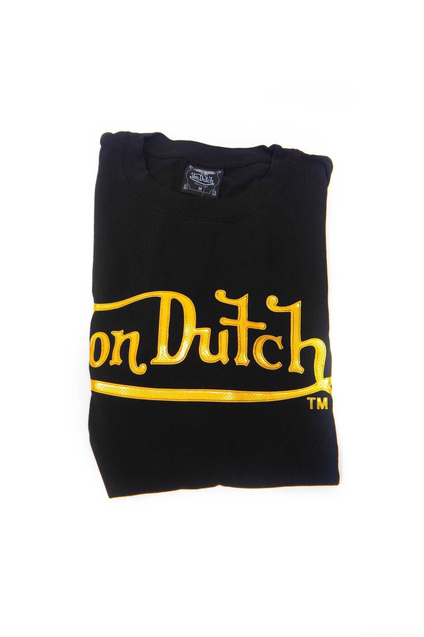 Von Dutch Gold High Frequency Wordmark Tee in black and gold – view 1 of 1