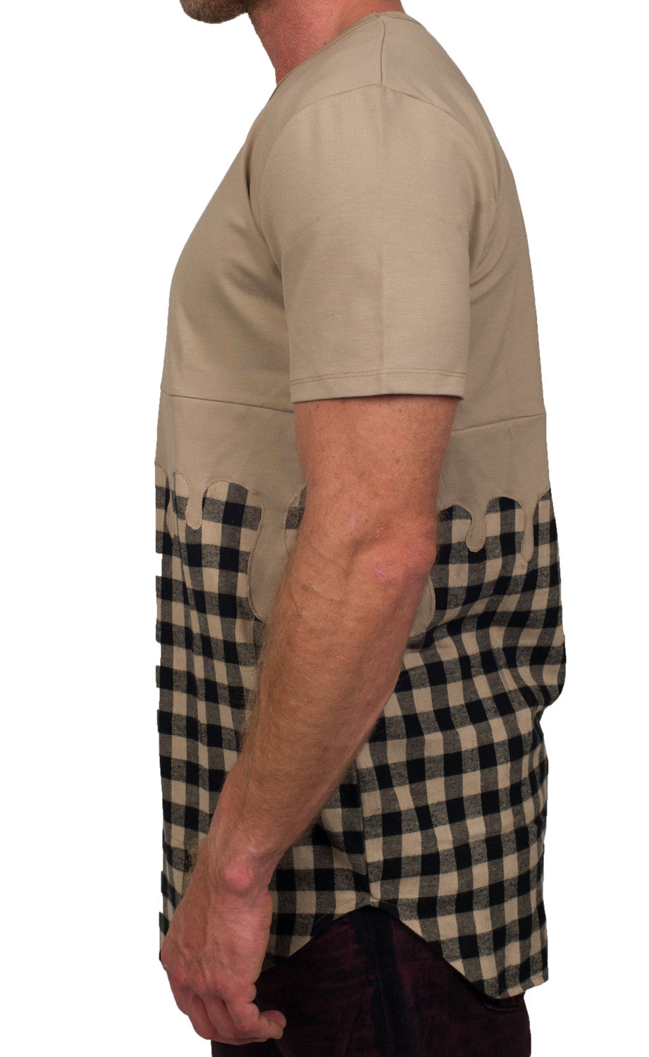 Kash Drip Plaid Tunic in beige plaid – view 3 of 4