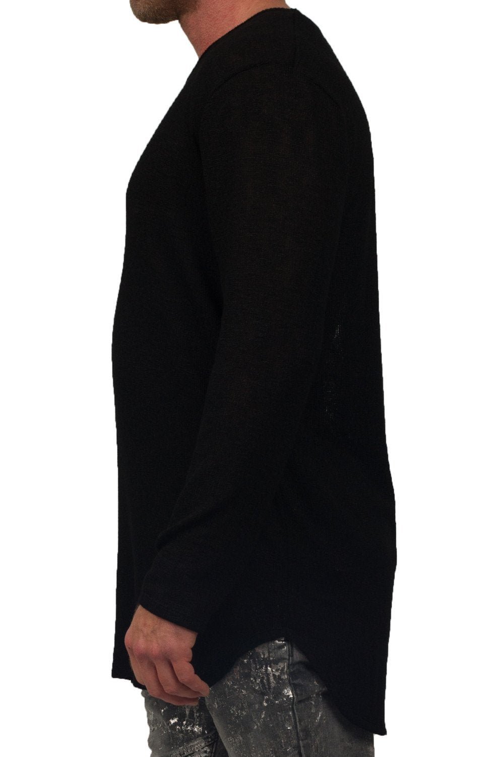 Kash Elongated Soft Knit Sweater in black – view 3 of 6