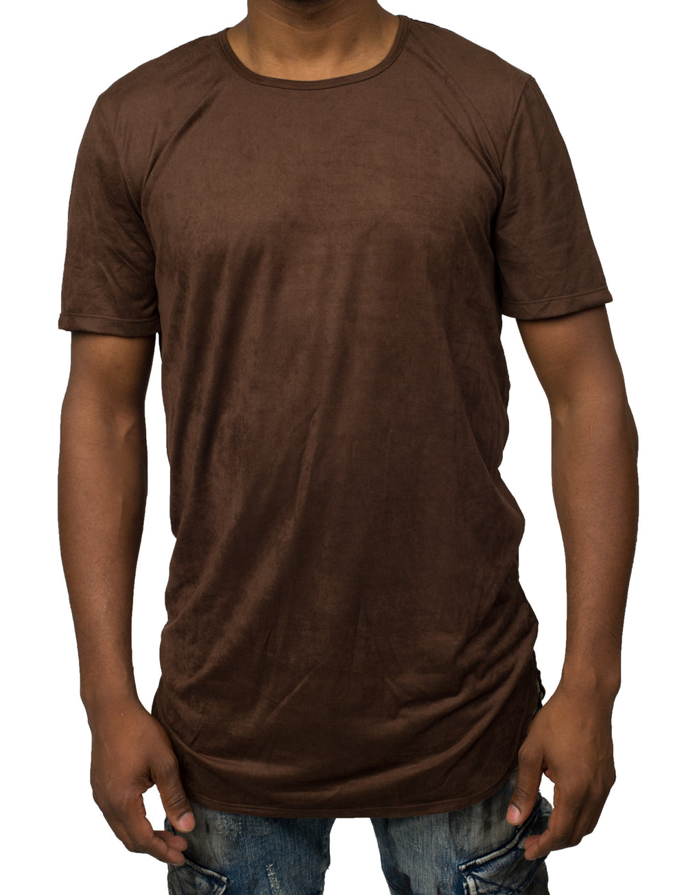 Elongated Stretch Suede Cappuccino Tunic