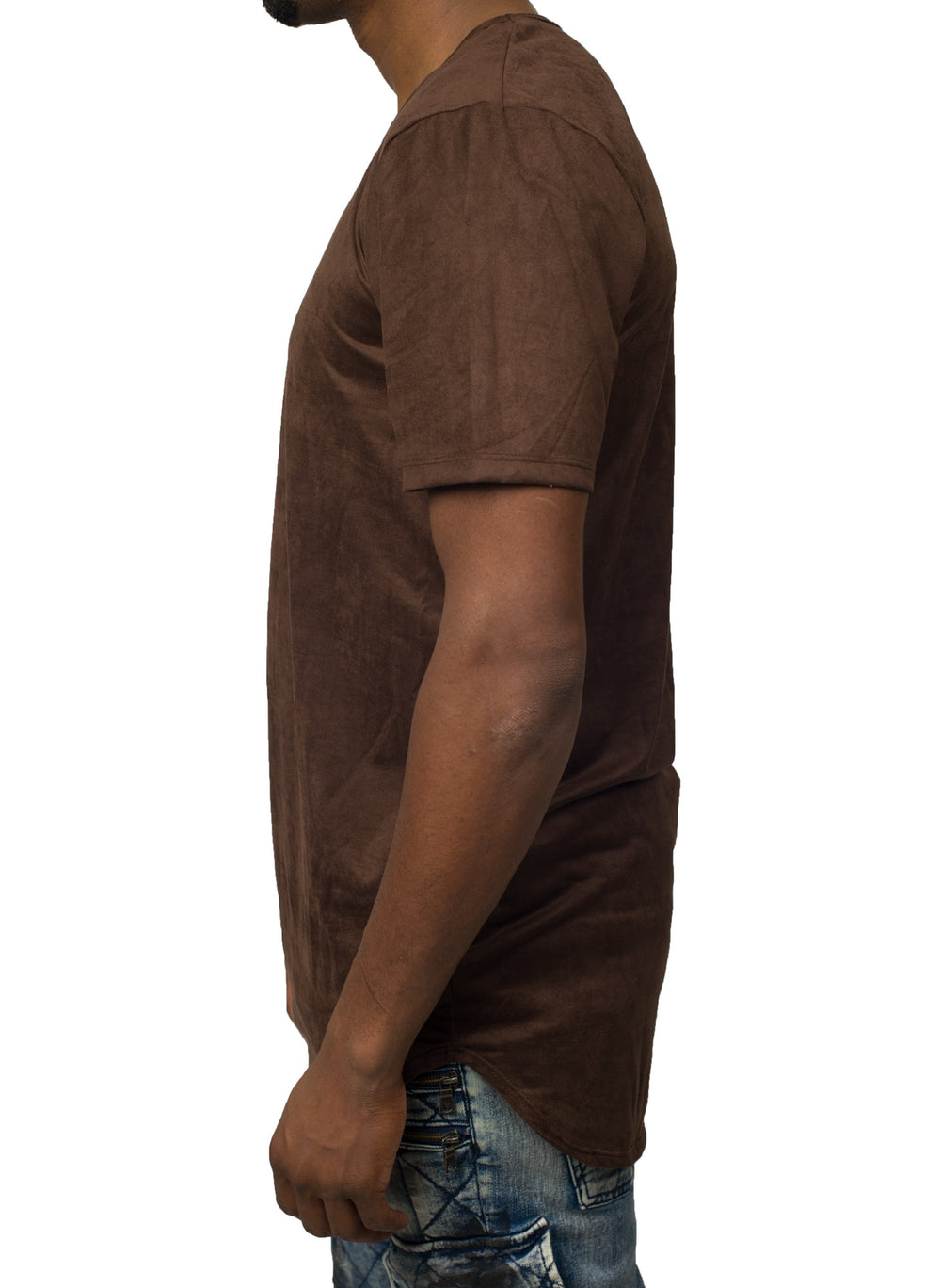 Elongated Stretch Suede Cappuccino Tunic