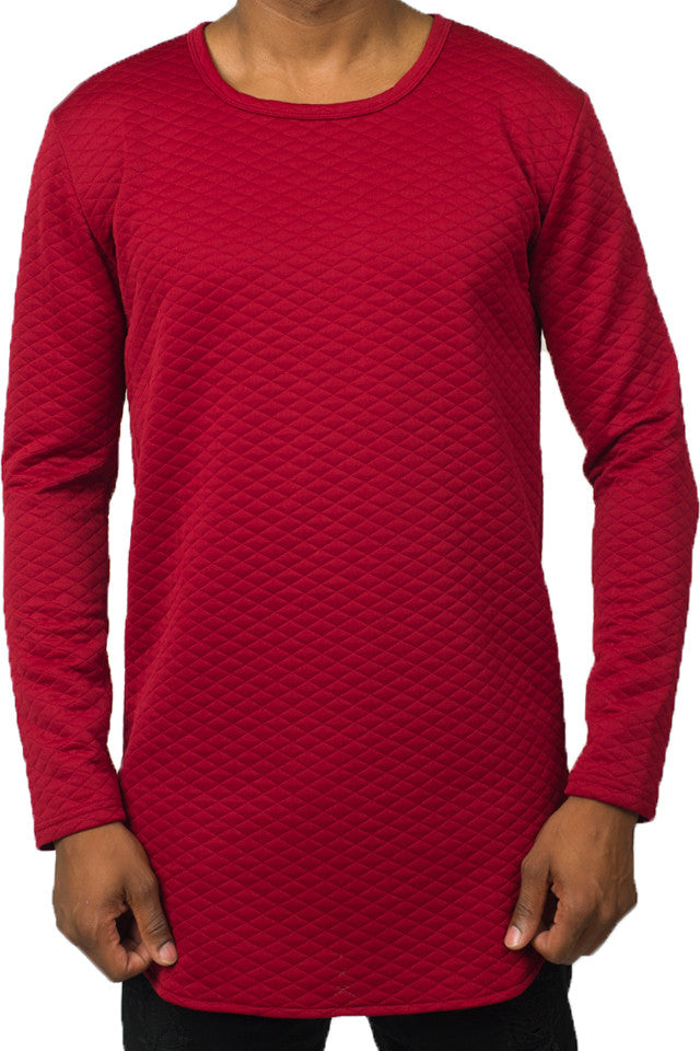 Diamond Quilt Long Sleeve Red Tunic