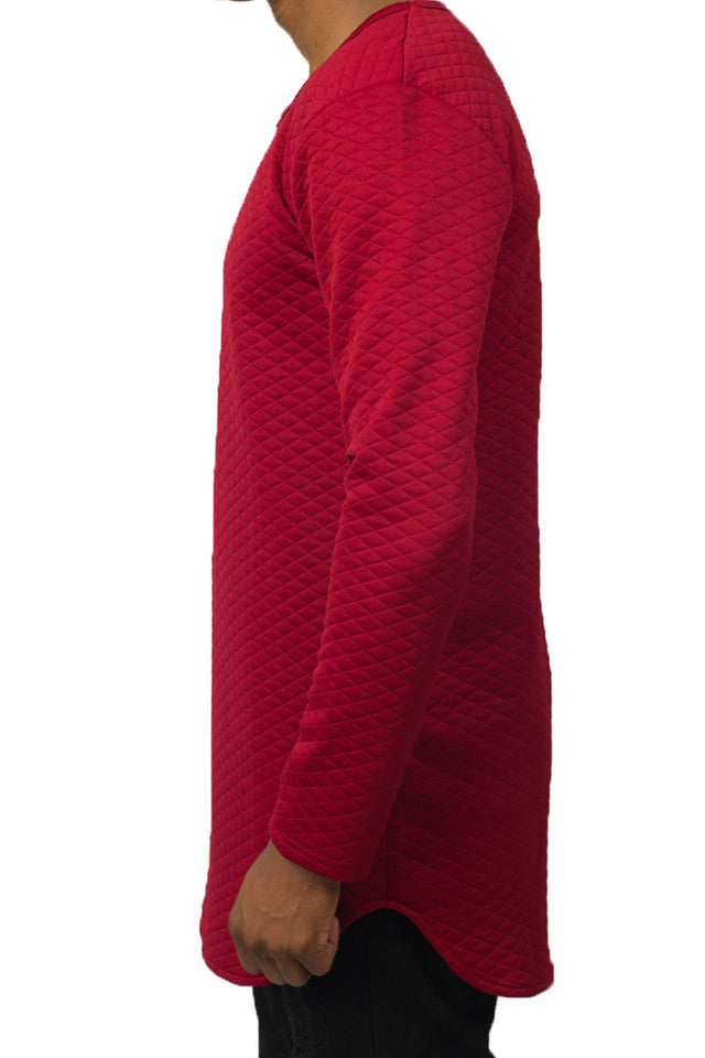 Diamond Quilt Long Sleeve Red Tunic