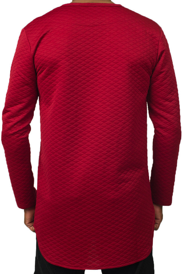 Diamond Quilt Long Sleeve Red Tunic