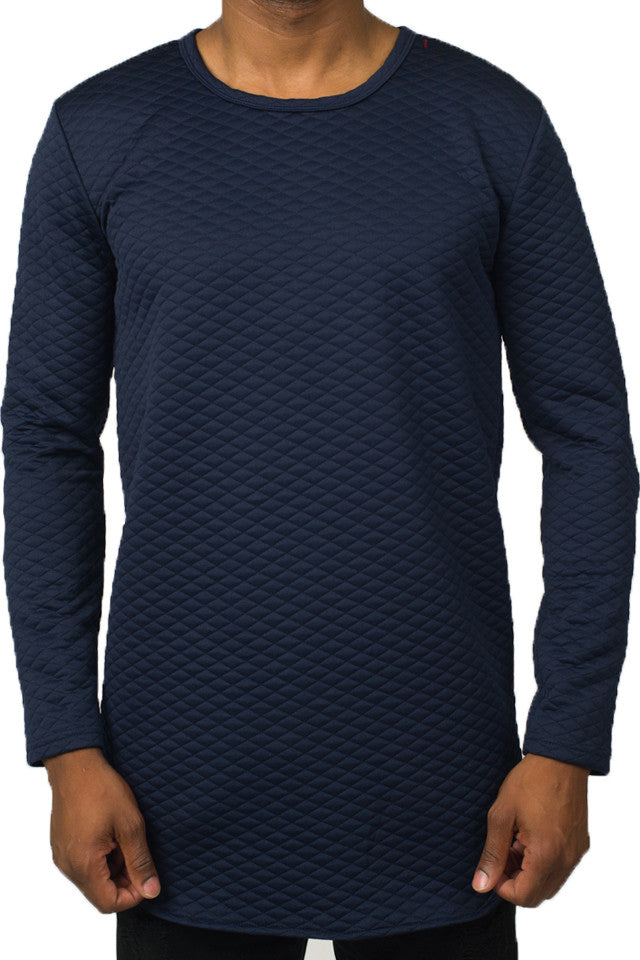 Kash Diamond Quilt Long Sleeve Navy Tunic in navy – view 1 of 3