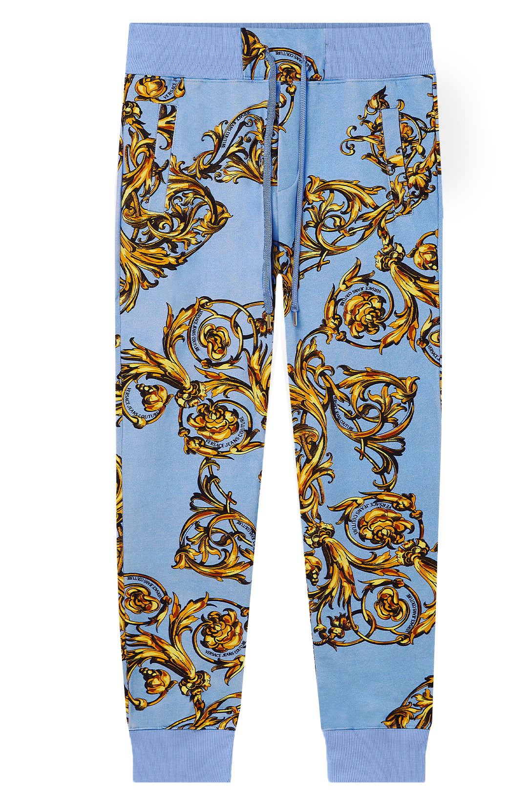 COTTON SWEATPANTS WITH GARLAND PRINT-BLUE