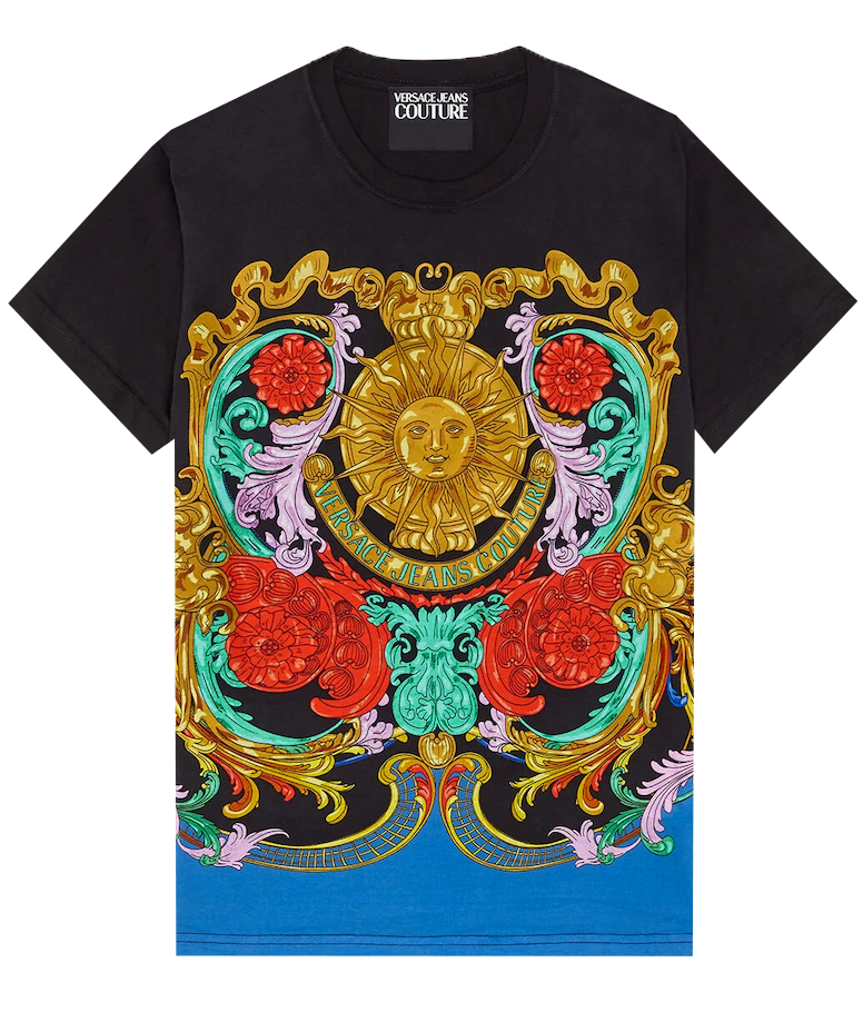 Versace Jeans Couture Sun Flower Garland Jersey Tee in black – view 1 of 2