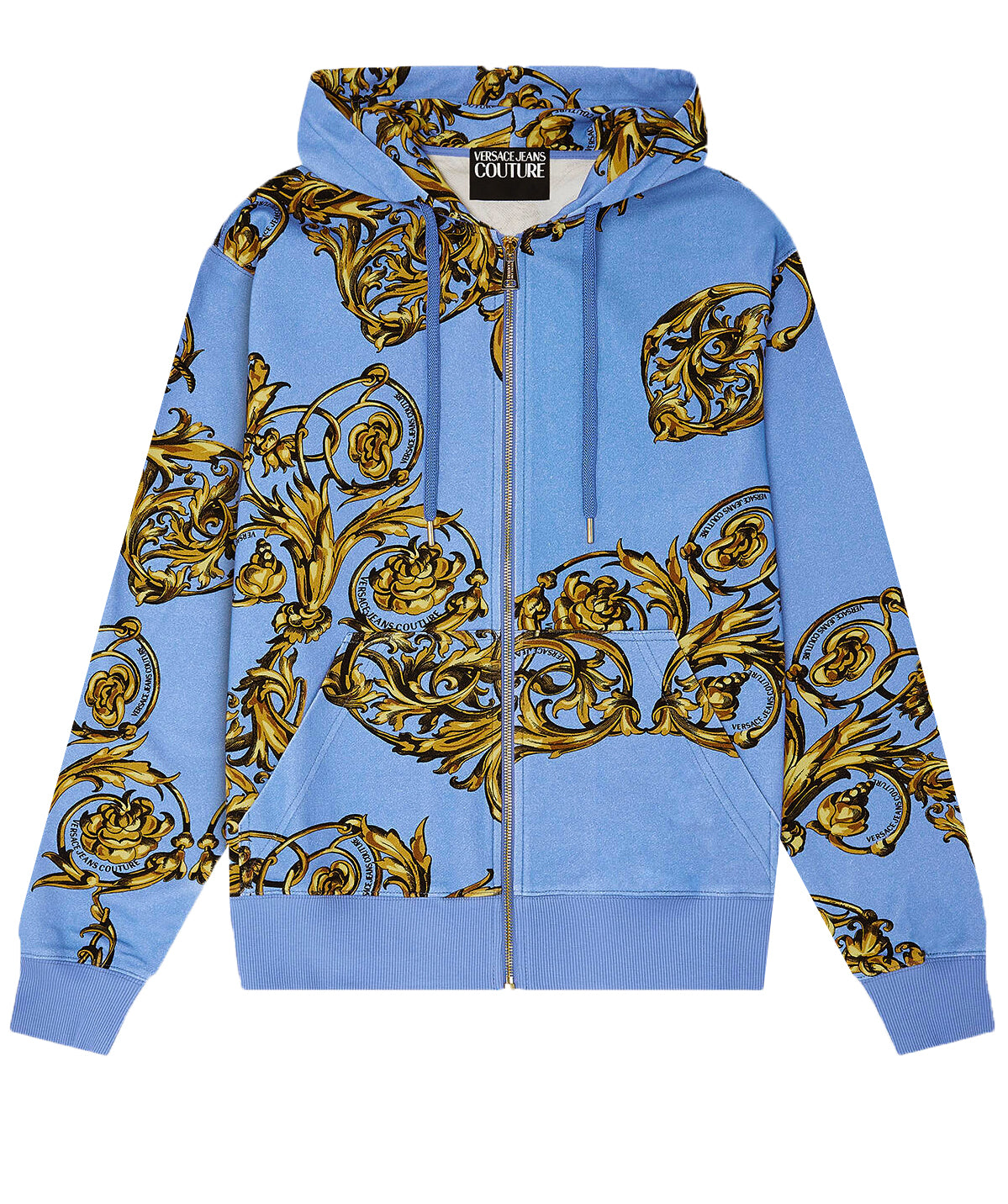 ZIP-UP GARLAND PRINT SWEATSHIRT-BLUE