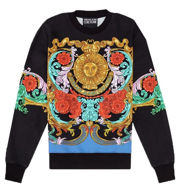 SUN FLOWER GARLAND PRINT SWEATSHIRT-BLACK