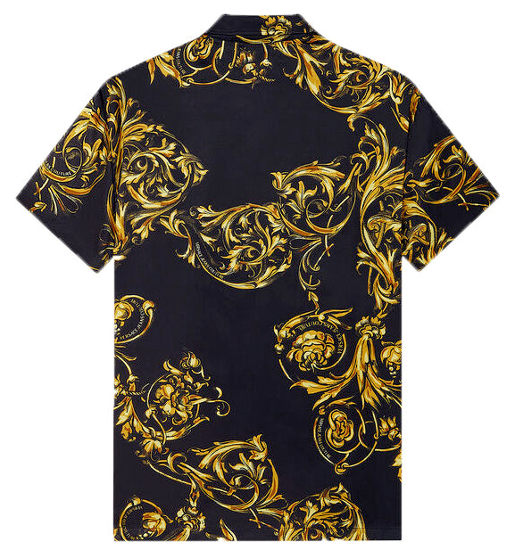 SS GARLAND PRINT SHIRT WITH COLLAR-BLACK AND GOLD