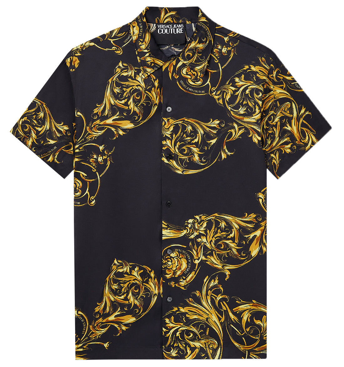 SS GARLAND PRINT SHIRT WITH COLLAR-BLACK AND GOLD
