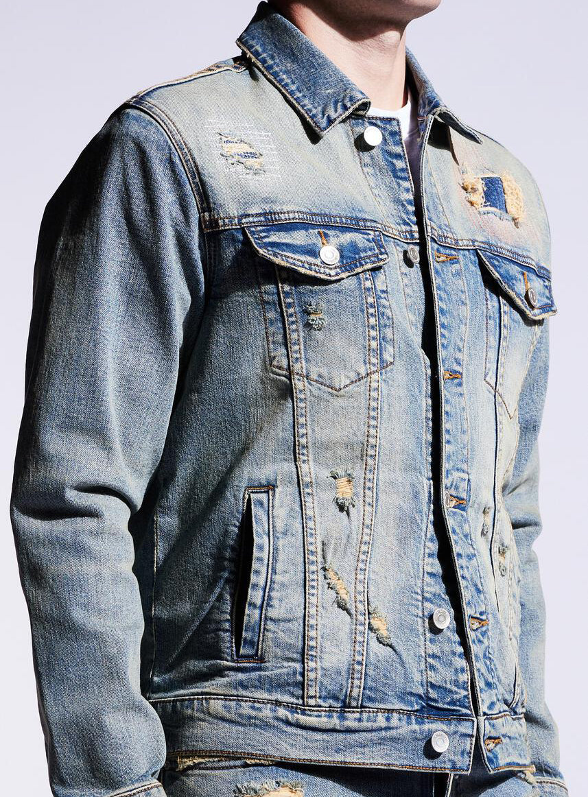 Embellish Concat Denim Jacket in blue – view 2 of 3