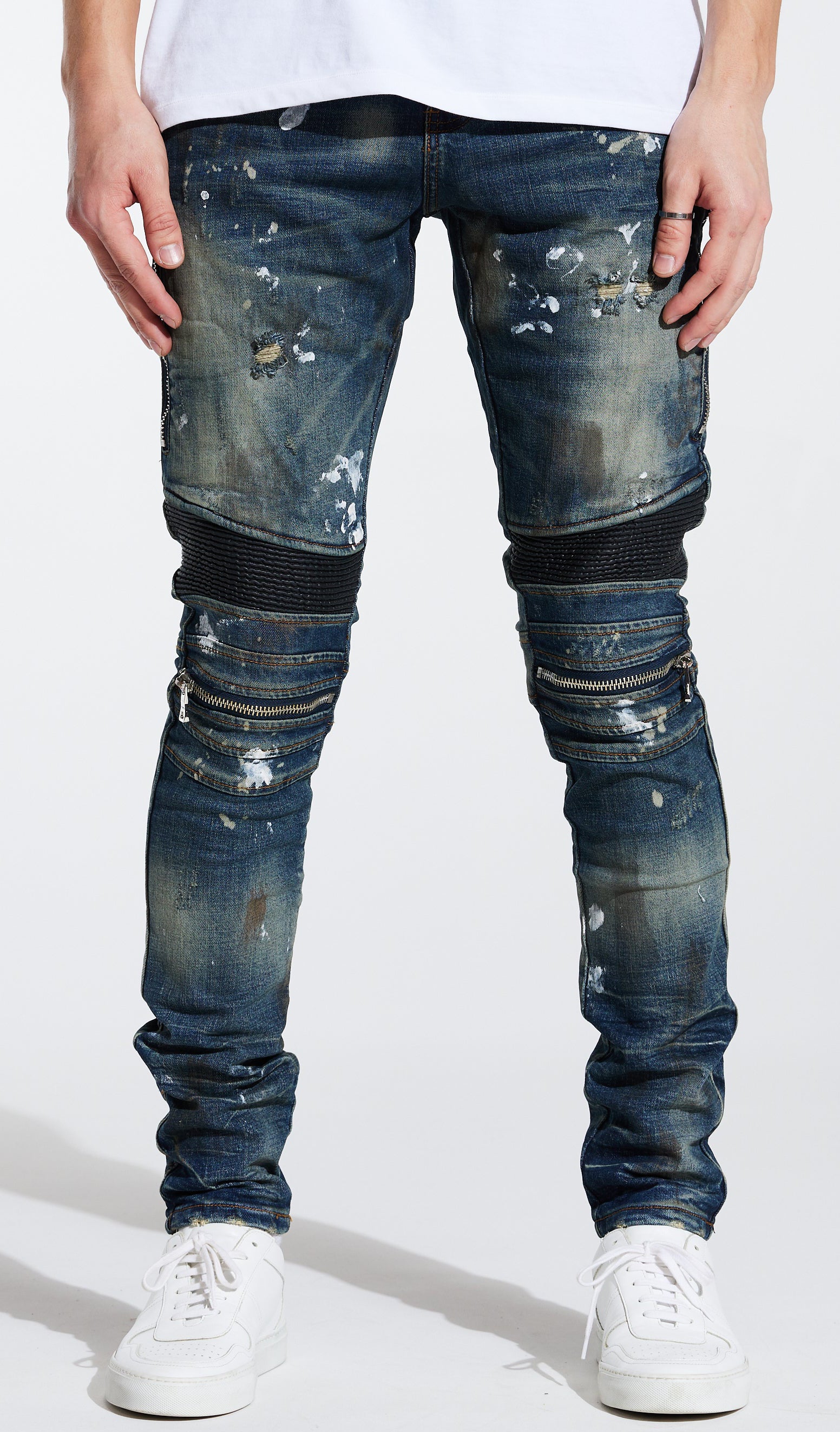 Embellish Sunny Biker Denim in Dirty Indigo – view 1 of 3