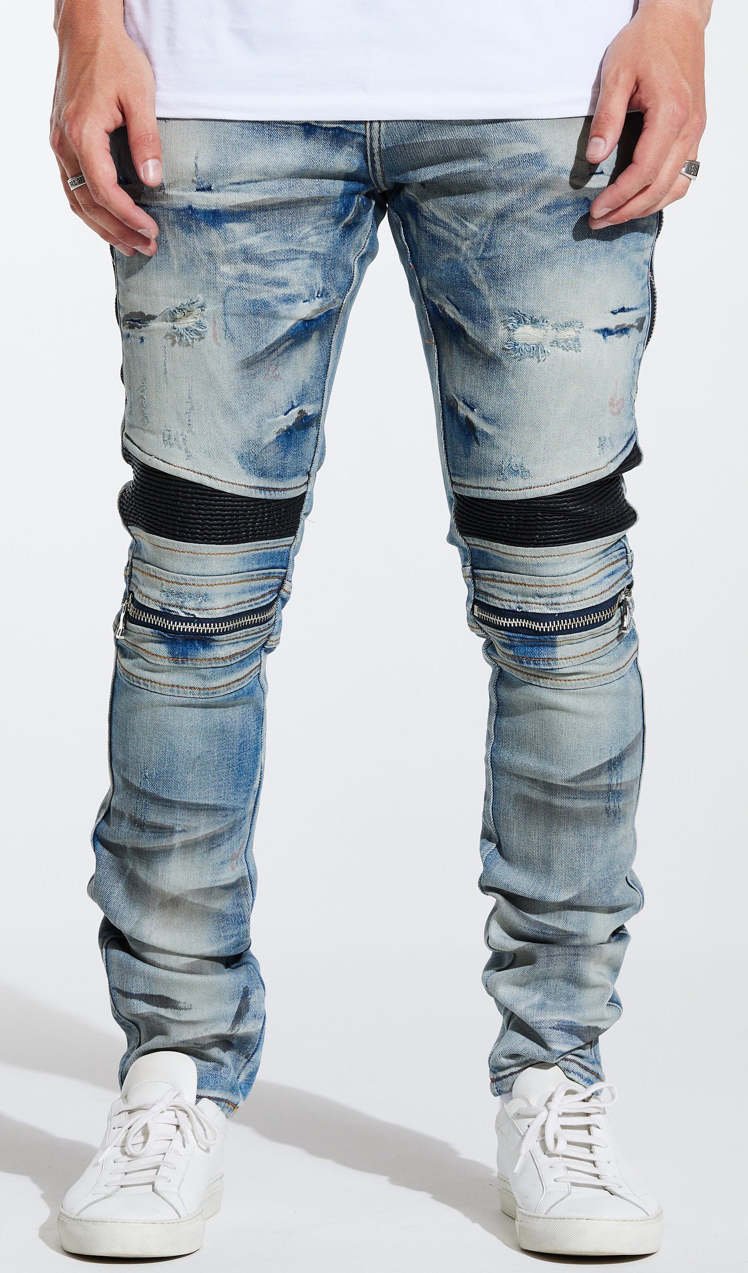 Embellish Sunny Biker Denim in Blue – view 1 of 2