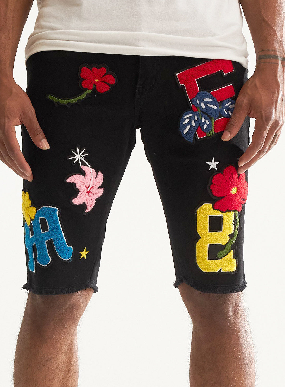 Embellish Nille denim shorts in black – view 1 of 3