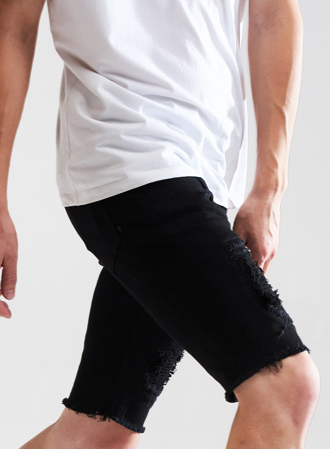 Embellish Spencer Short Rip & Repair in black – view 2 of 5