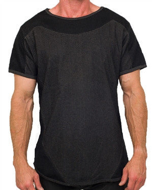 Double Knitted Mesh Tee in black – view 1 of 3
