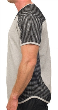 Double Knitted Mesh Tee in grey with black mesh – view 2 of 3