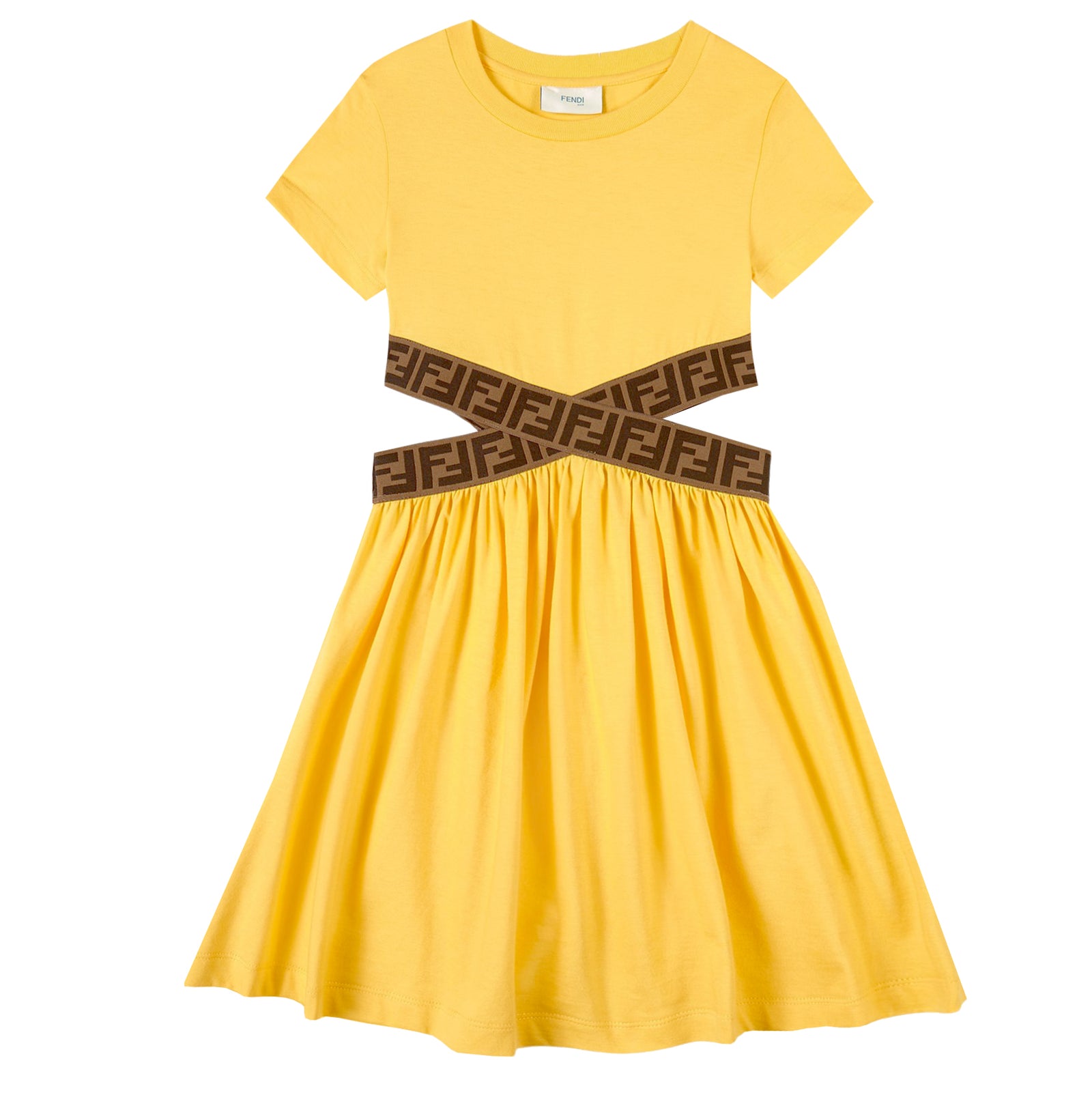 Fendi Dress With FF Logo Tape Details in yellow