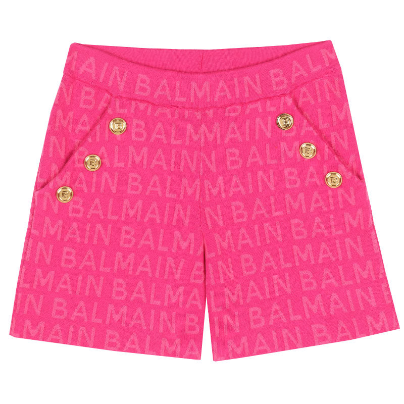 Balmain Shorts w/ Side Buttons - Fusia