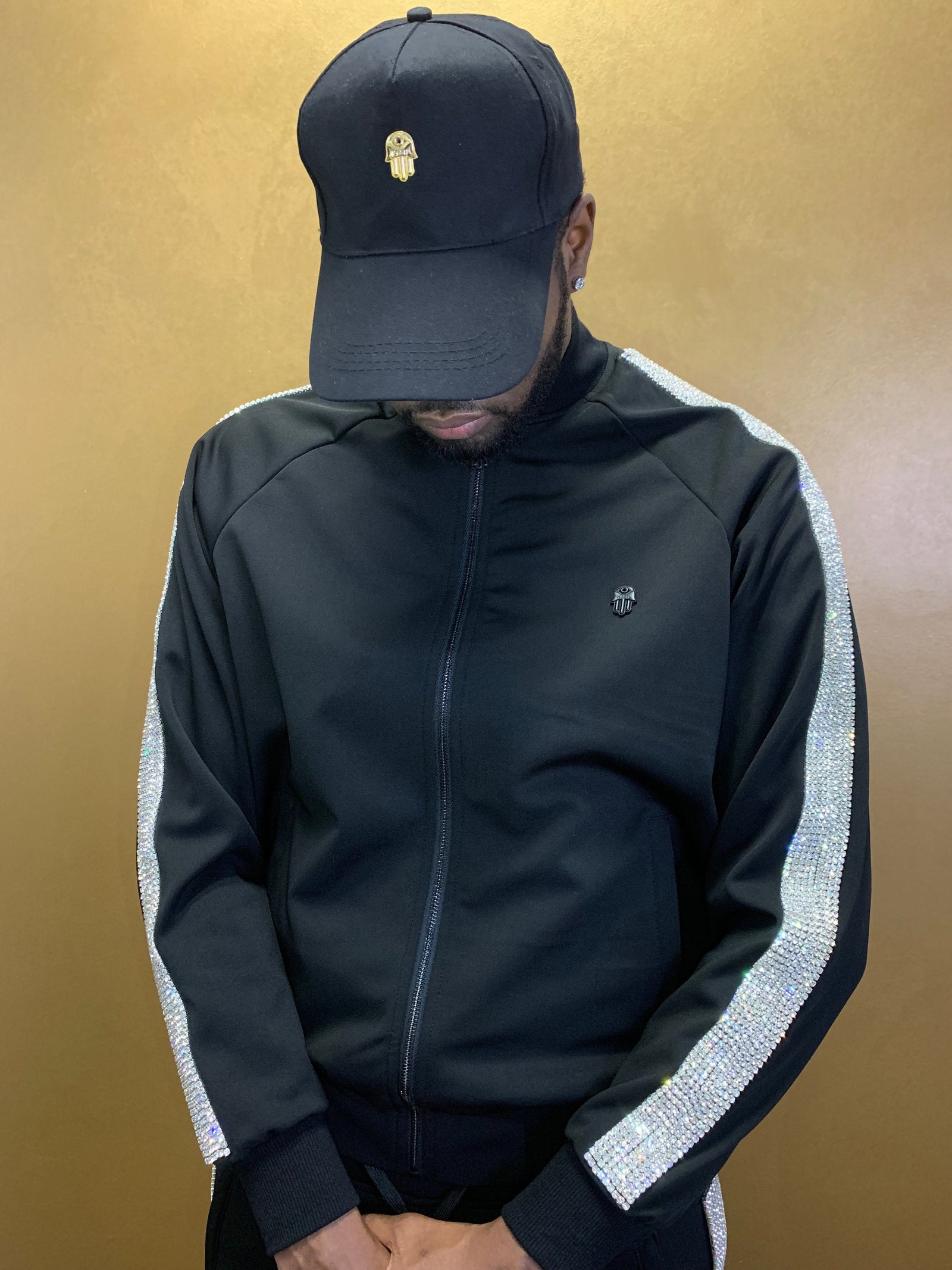 Kash Men's Shine Collection Jacket with Side Diamonds - Black – view 6 of 6