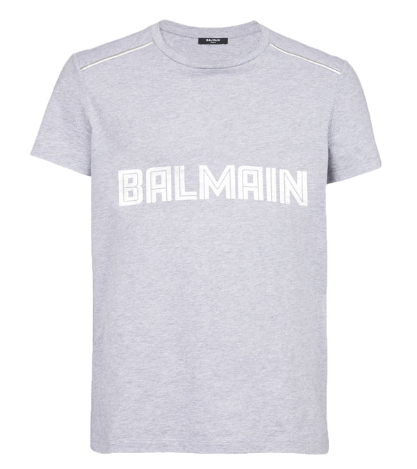 Balmain Foil Quilted Shoulders T-Shirt - Grey - PureAtlanta.com