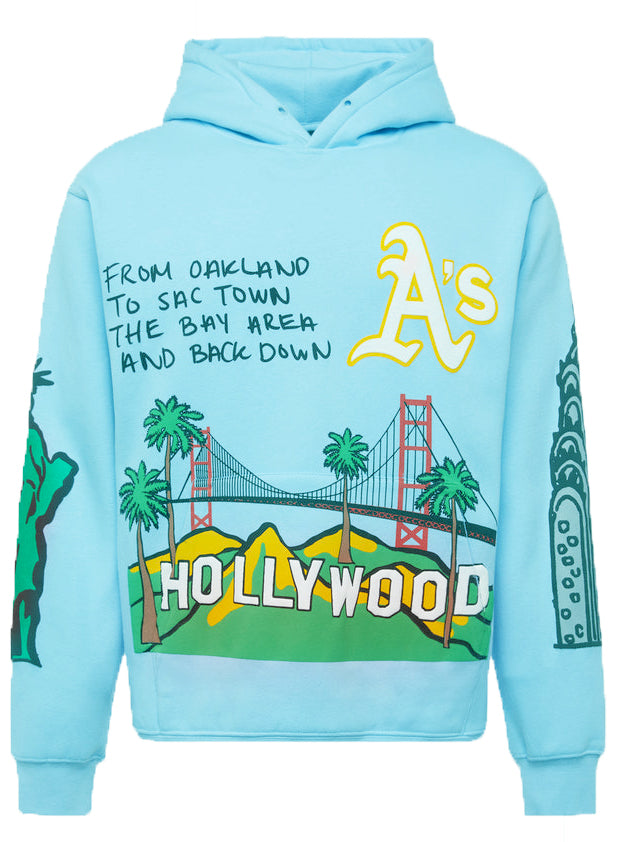 Homme + Femme Cali to NYC hoodie in aqua – view 1 of 2