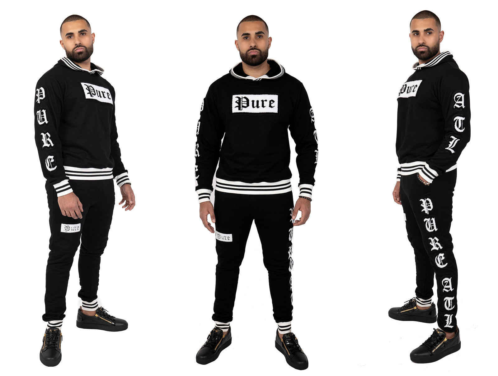 Pure Varsity Block Joggers in black and white – view 3 of 10