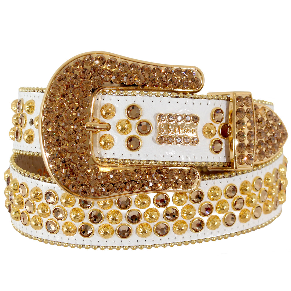 B.B. Simon White Belt with Gold Crystals in white and gold – view 1 of 1