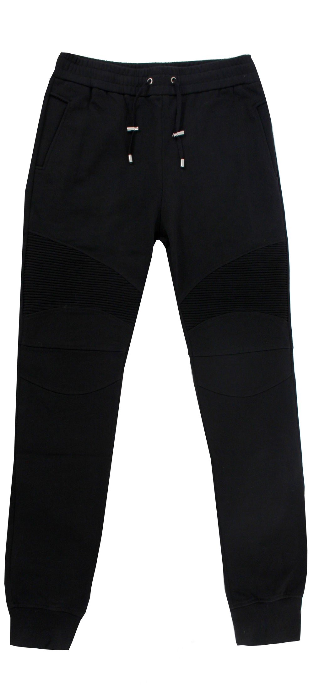 Flocked Ribbed Sweatpants - Black