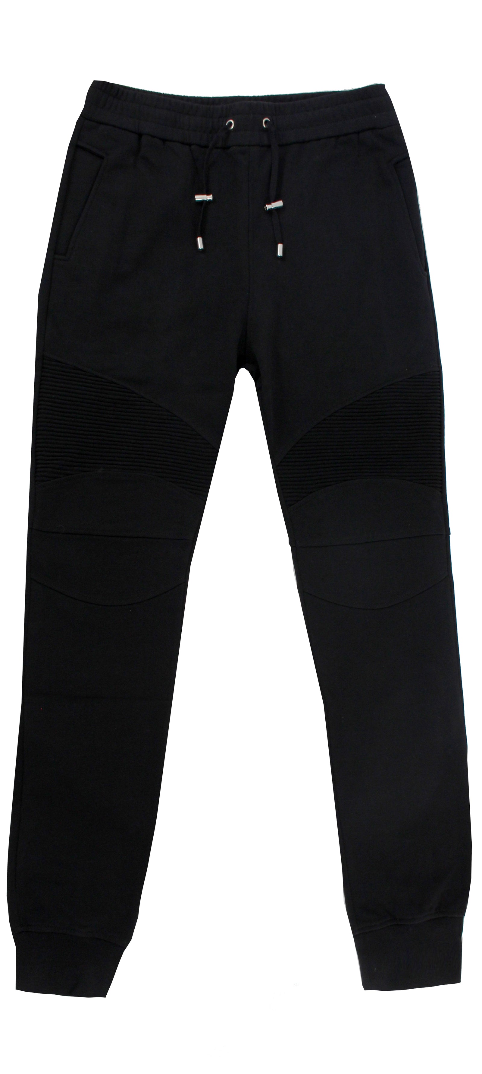 Flocked Ribbed Sweatpants - Black