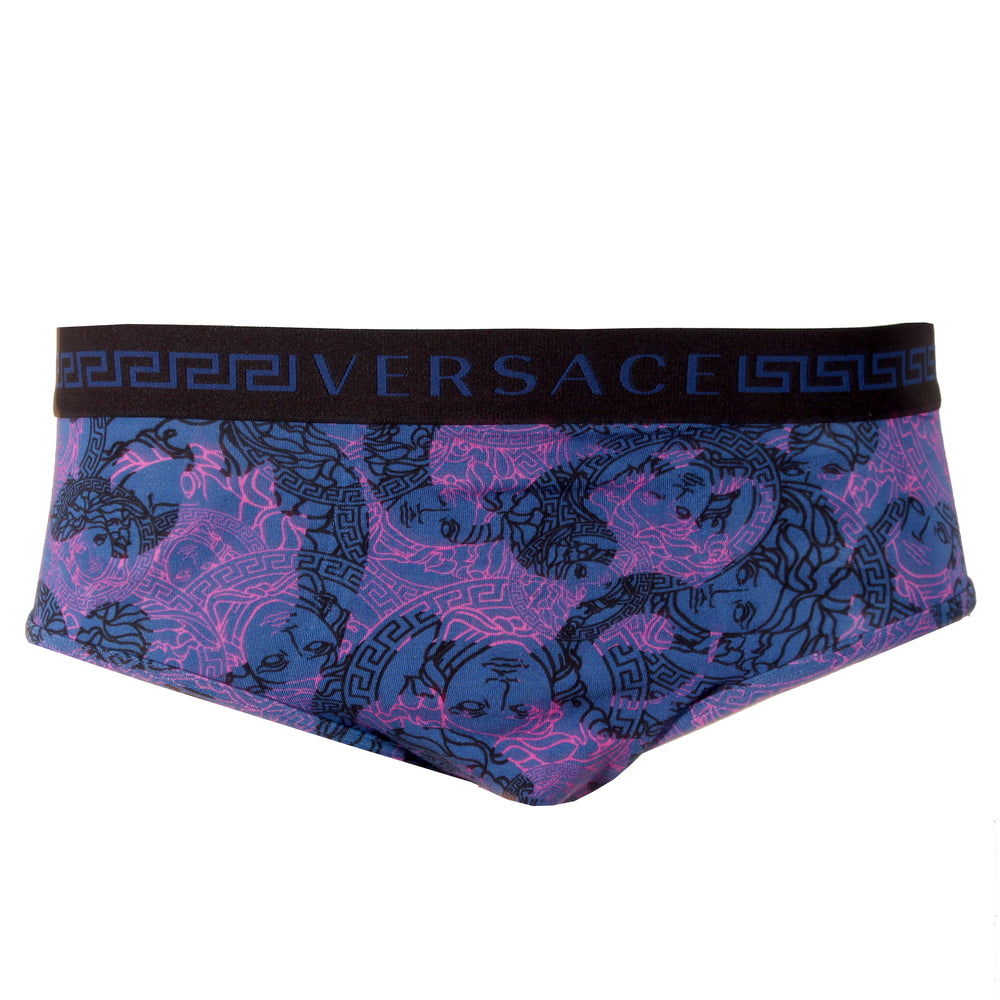 Versace Men's Low-Rise Medusa Head Slip in blue and pink – view 1 of 3