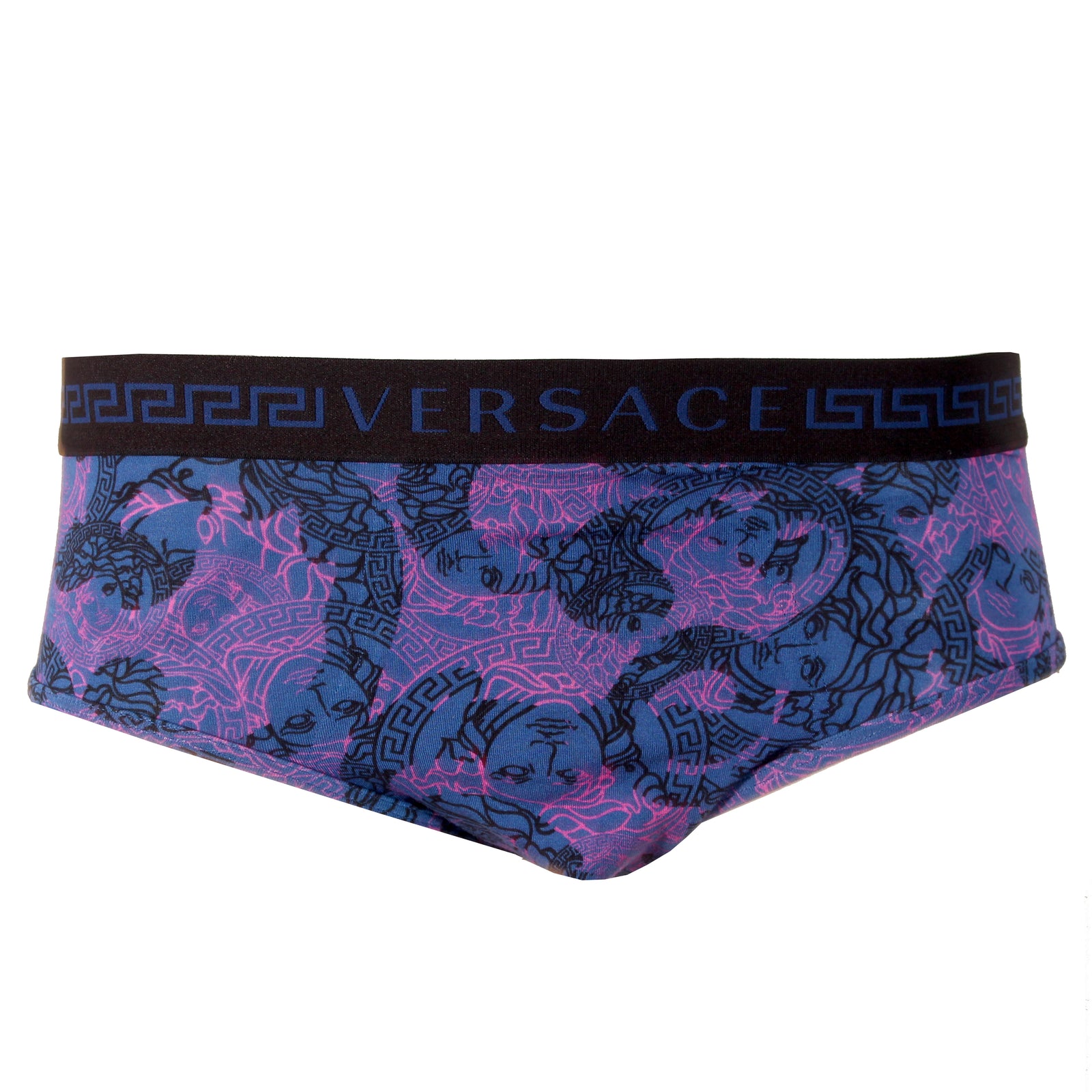 Versace Men's Low-Rise Medusa Head Slip in blue and pink – view 1 of 3